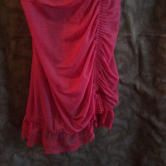 Red Ruffled Ruched Nightie - Picture 3 of 5